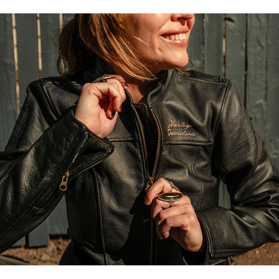 Harley-Davidson® Women's Winged Bling Leather Riding Jacket