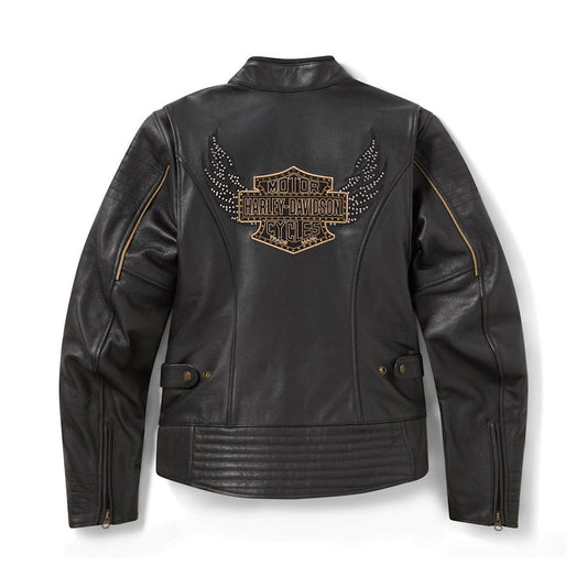 Harley-Davidson® Women's Winged Bling Leather Riding Jacket