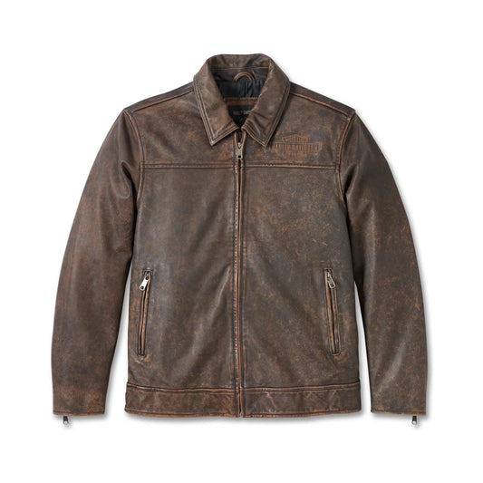 Harley Davidson Men's Gas & Oil Brown Leather Jacket