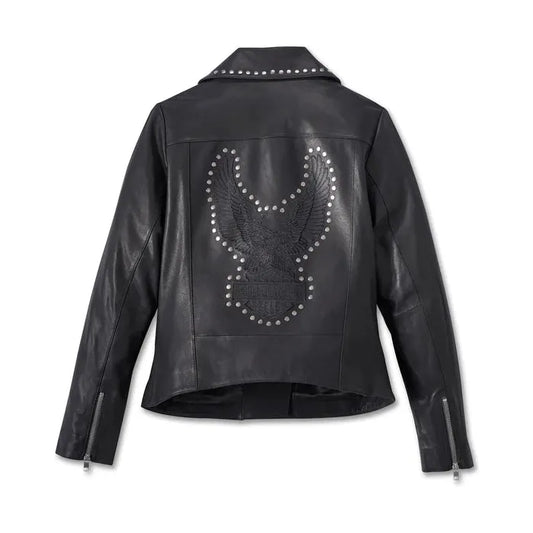 Women's Classic Eagle Studded Leather Jacket