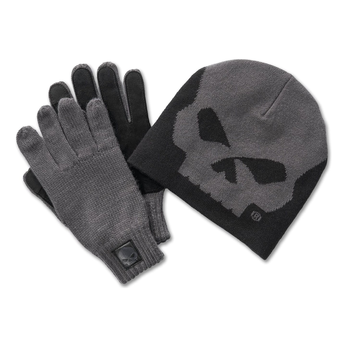 Harley-Davidson® Willie G Skull Beanie and Glove Gift Set - Blackened Pearl