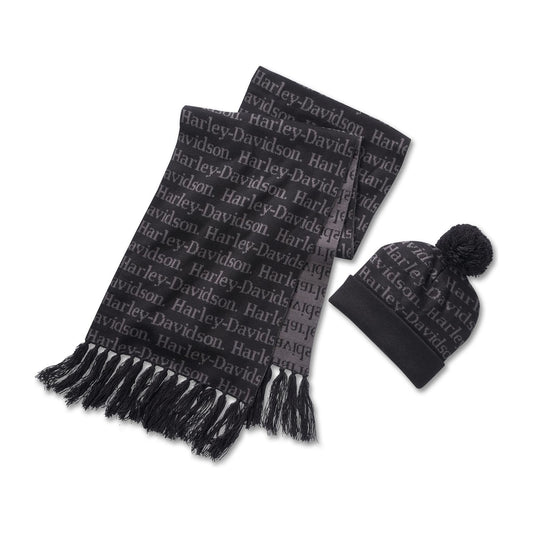 Harley-Davidson® Women's Beanie and Scarf Gift Set - Harley Black