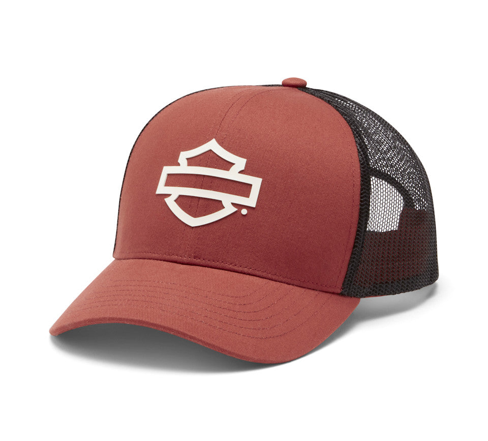 Harley-Davidson® Men's Logo Colorblock Adjustable Trucker Cap - Barn Red