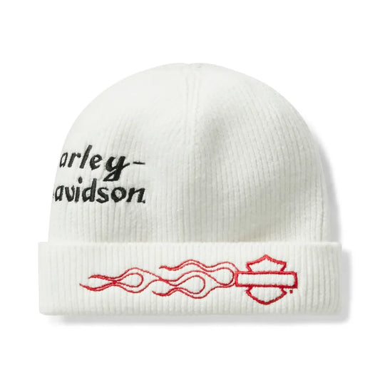 Harley-Davidson® Women's Vintage Flame Cuffed Beanie, White