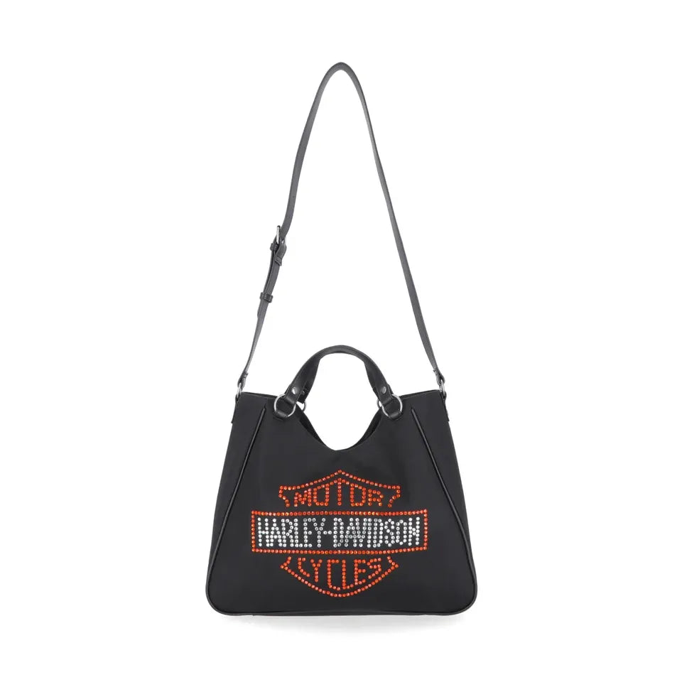 Harley-Davidson® Bar & Shield Rhinestone Tote Bag