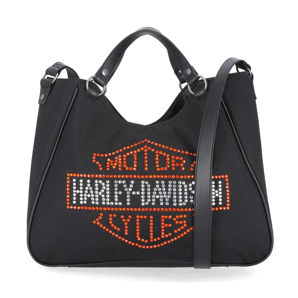 Harley-Davidson® Bar & Shield Rhinestone Tote Bag