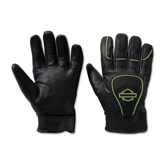 Harley-Davidson® Men's Ovation Waterproof Leather Gloves - Black Beauty & Wild Lime
