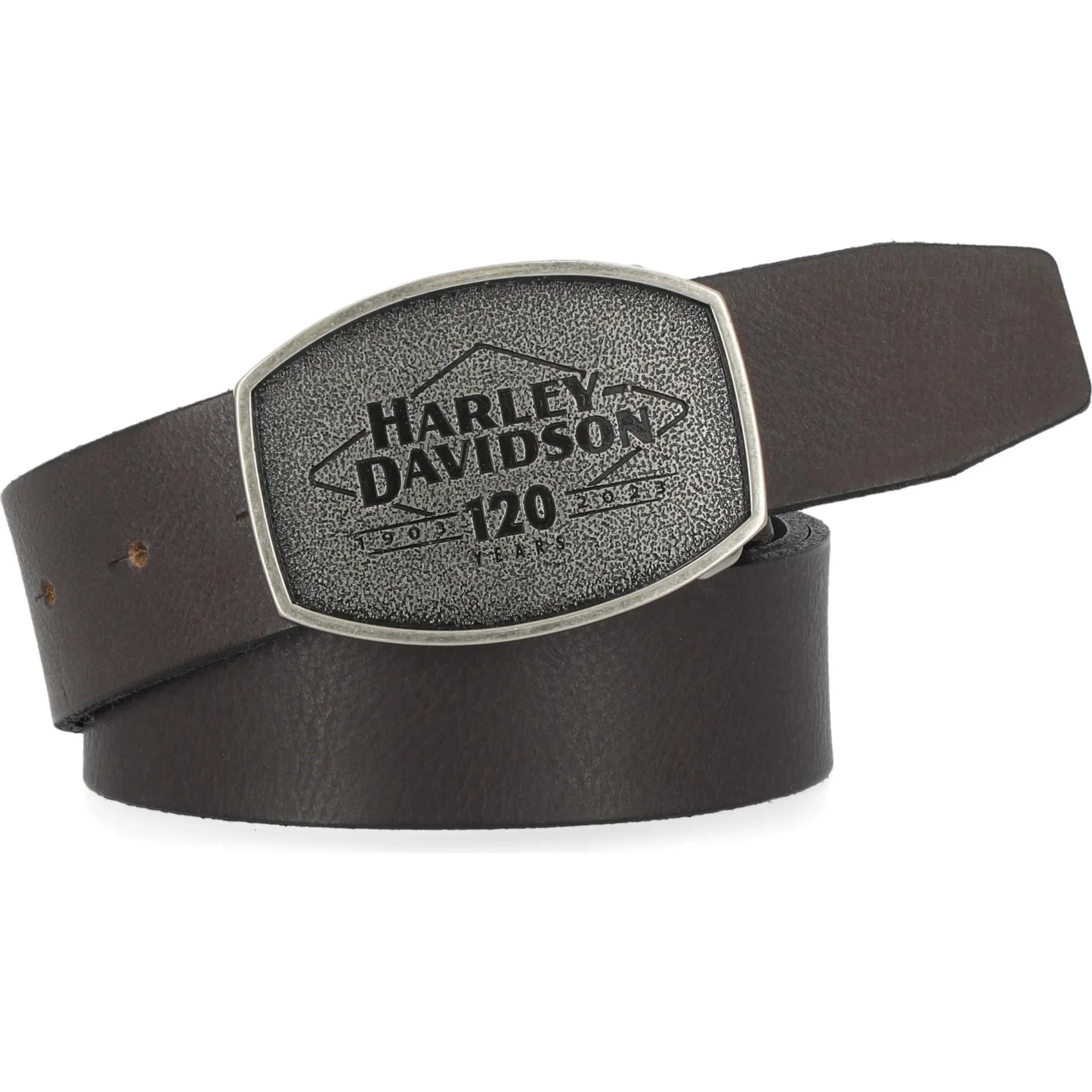 Harley-Davidson® Men's 120th Anniversary Matte Gunmetal Text Belt