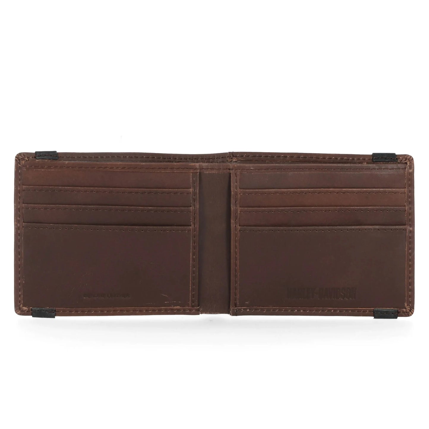 Harley-Davidson® Men's Crazy Horse Eagle Bifold W Back ID Brown Wallet