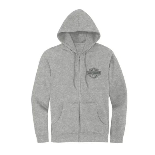 Harley-Davidson® Women's Special Racer Font Zip Front Hoodie - Light Grey Heather