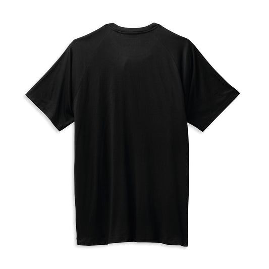 Black t-shirt on a white background