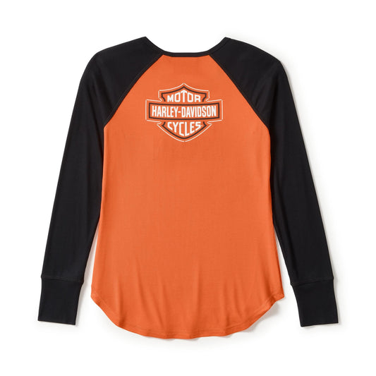 Harley-Davidson® Women's Essential Arched Font Long Sleeve Raglan