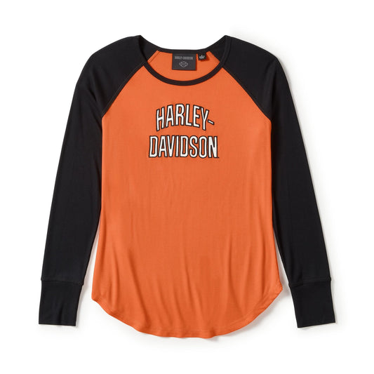 Harley-Davidson® Women's Essential Arched Font Long Sleeve Raglan
