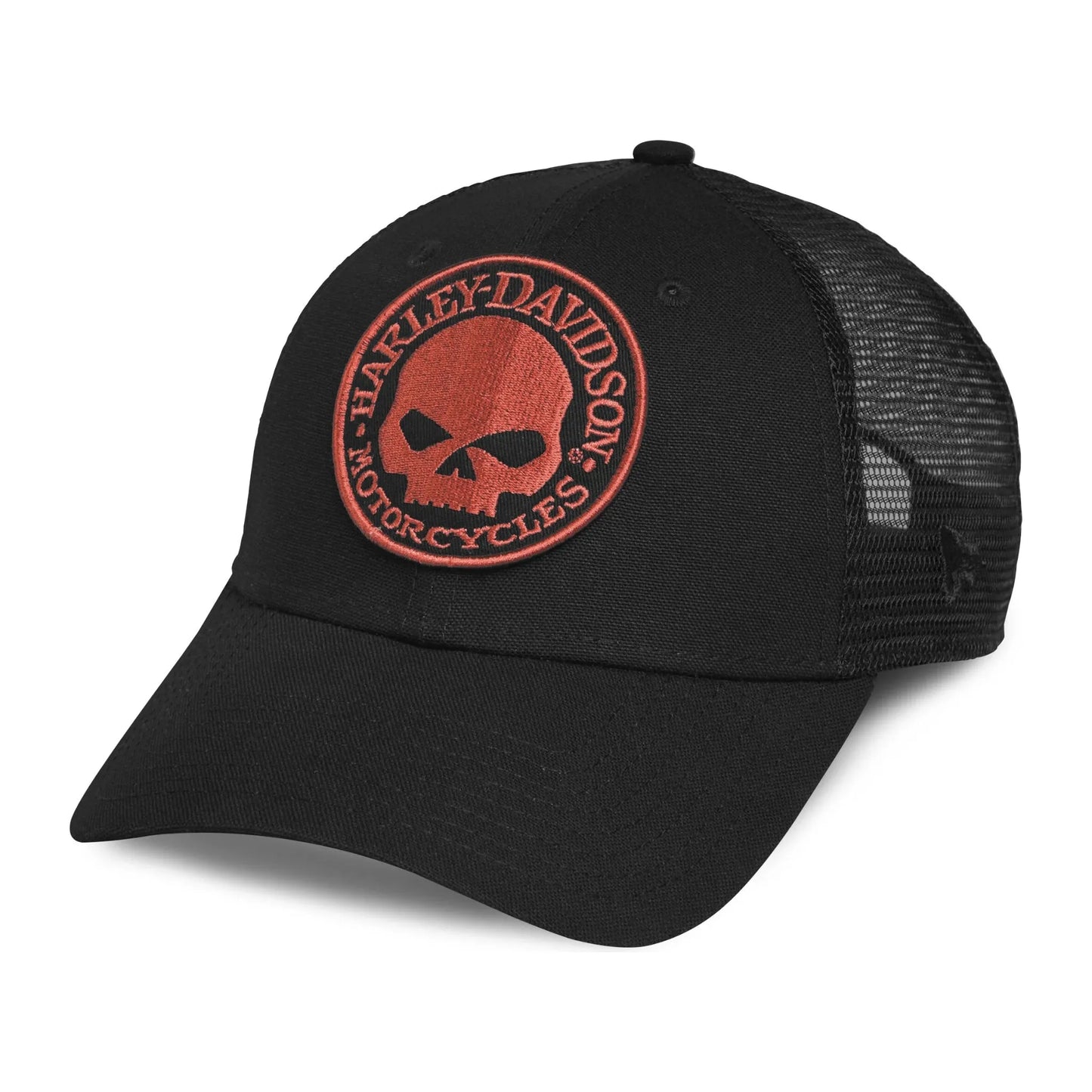 Harley-Davidson® Orange Willie G Skull Adjustable Trucker Hat