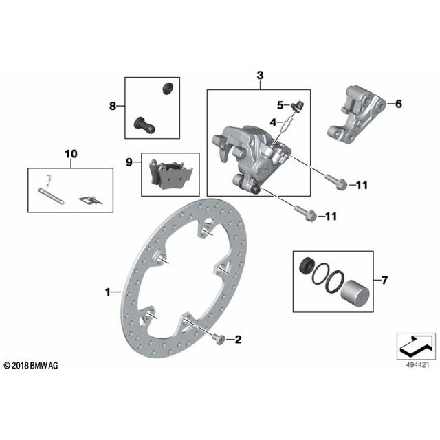 C400X/GT Rear Brake Caliper (Without Brake Pads) - 34211542544