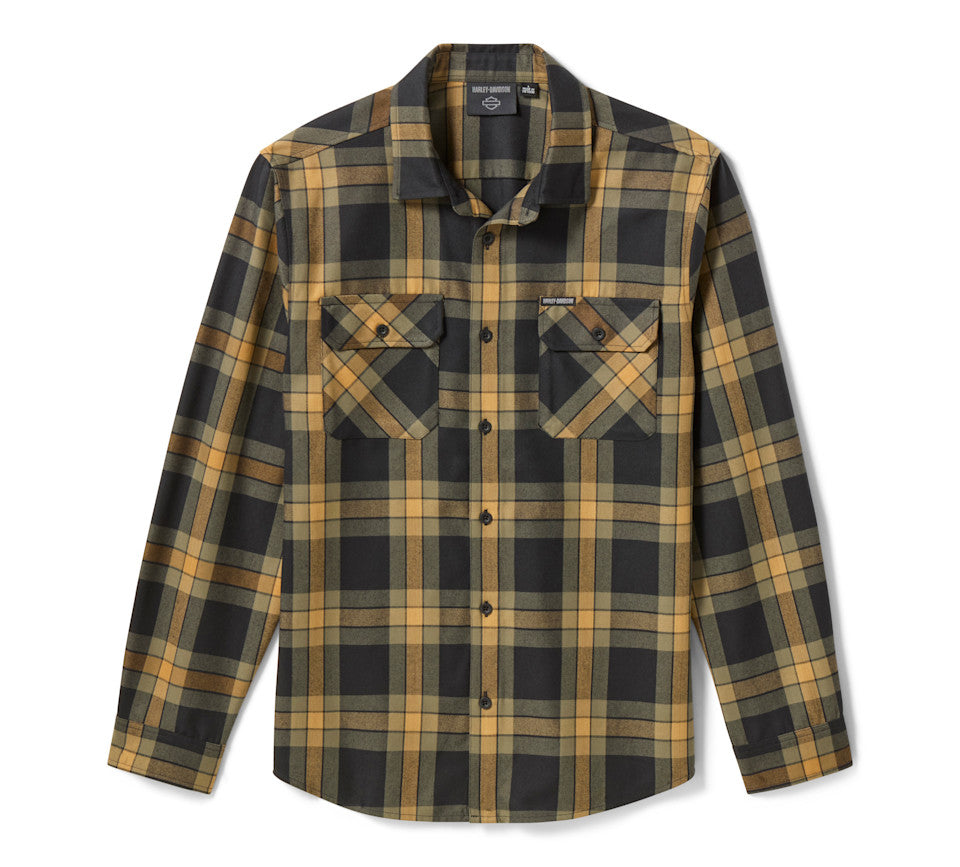 Men's H-D Standard Long Sleeve Plaid Shirt - Chicory & Harley Black