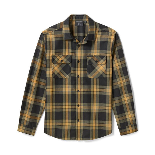 Men's H-D Standard Long Sleeve Plaid Shirt - Chicory & Harley Black