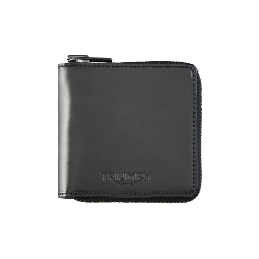 Triumph Black Leather Square Zip Wallet