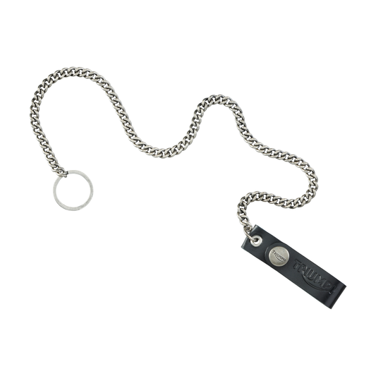 Triumph Black Leather Chain Lanyard - Premium Leather Lanyard with Metal Chain