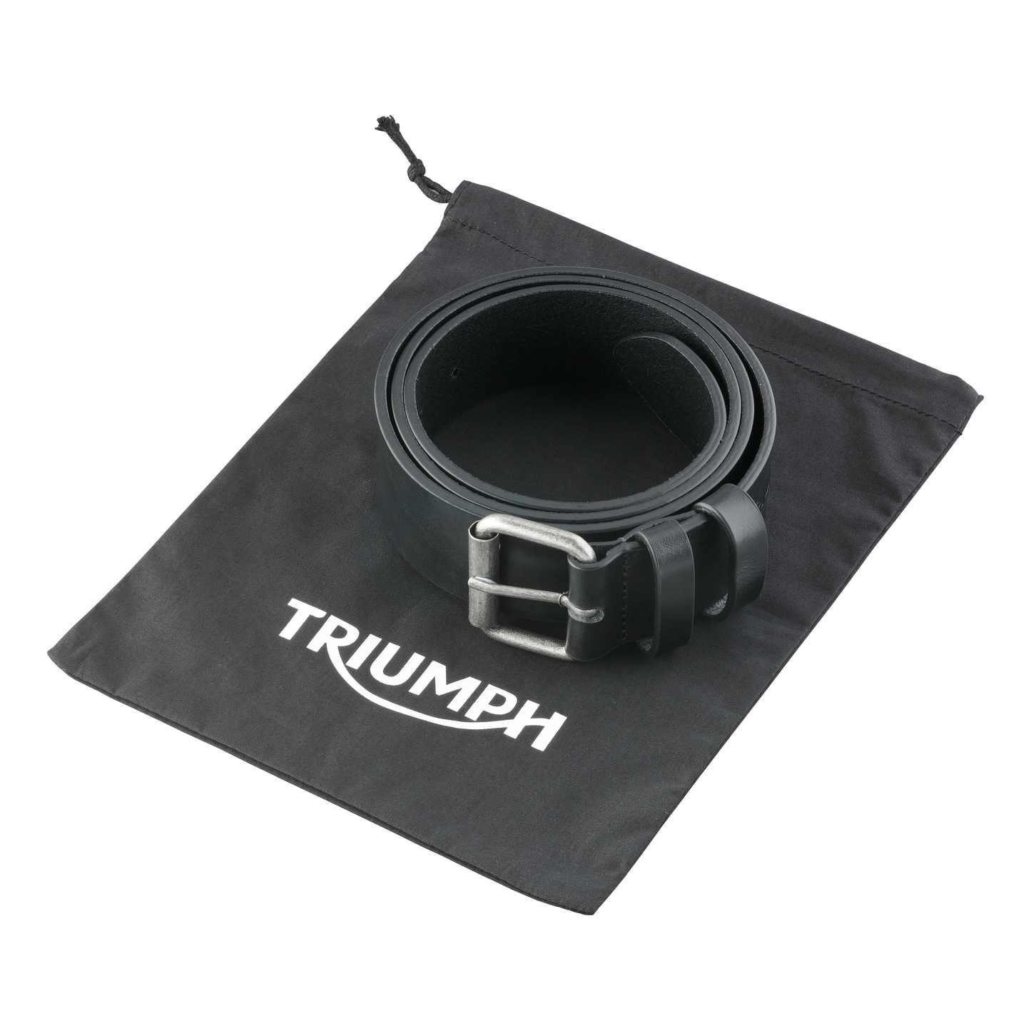 Triumph Black Leather Square Buckle Belt