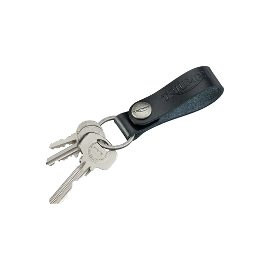 Triumph Black Leather Keyring - Premium Leather Keychain