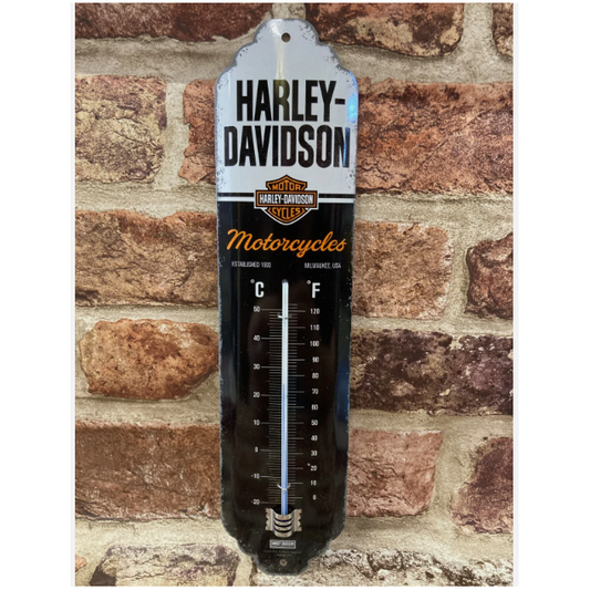 Harley-Davidson® Retro Vintage Style Metal Wall Thermometer Garage mancave