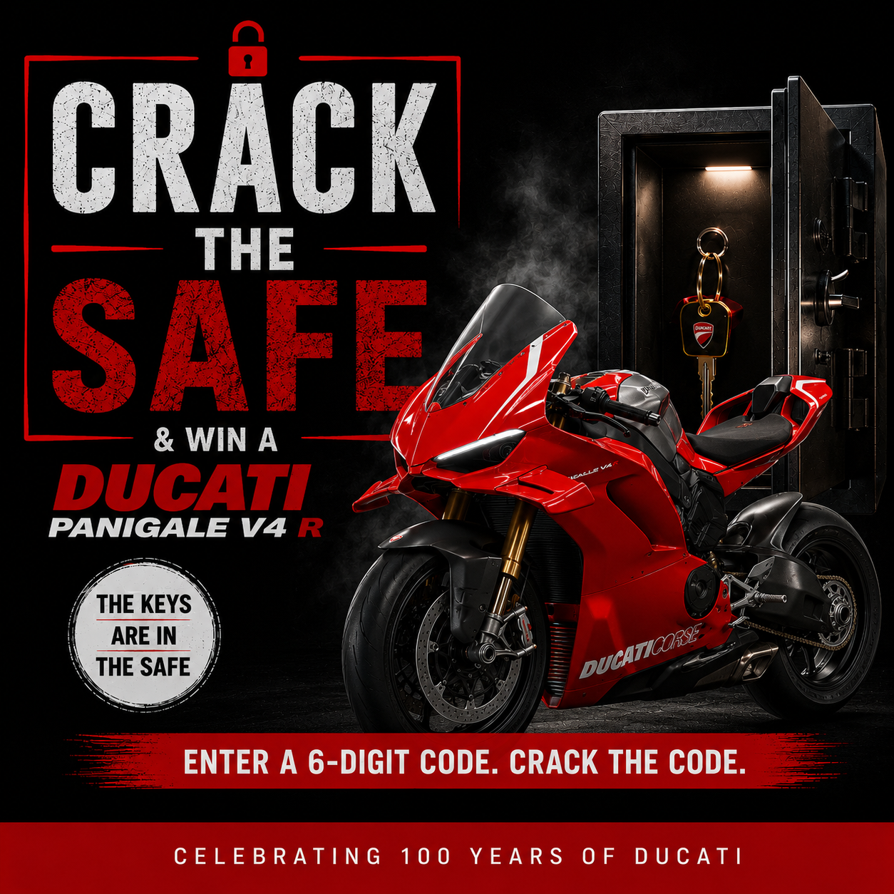Ducati 100 Celebration, Ducati North London | Crack the Safe Entry x2