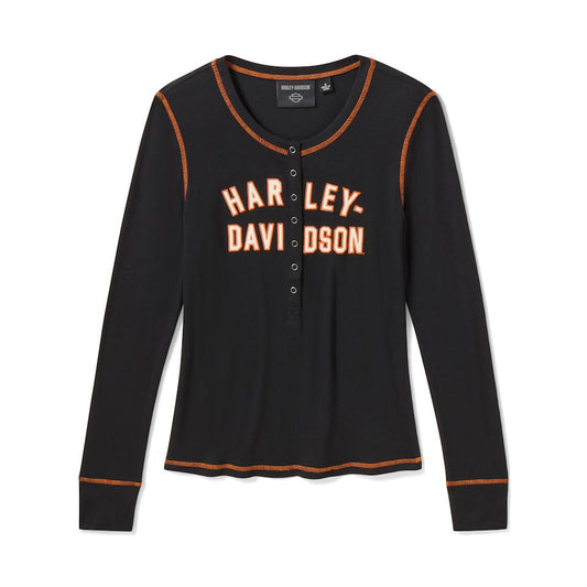 Women's H-D Essential Snap Henley - Harley Black