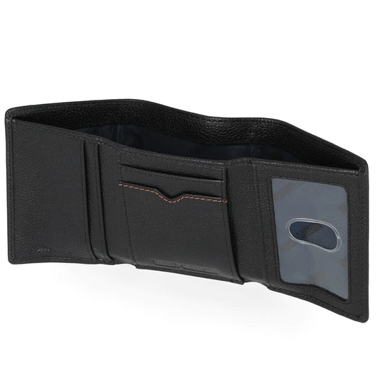 Harley-Davidson Men's Classic Bar & Shield Logo Genuine Pebble Leather Tri-Fold Wallet