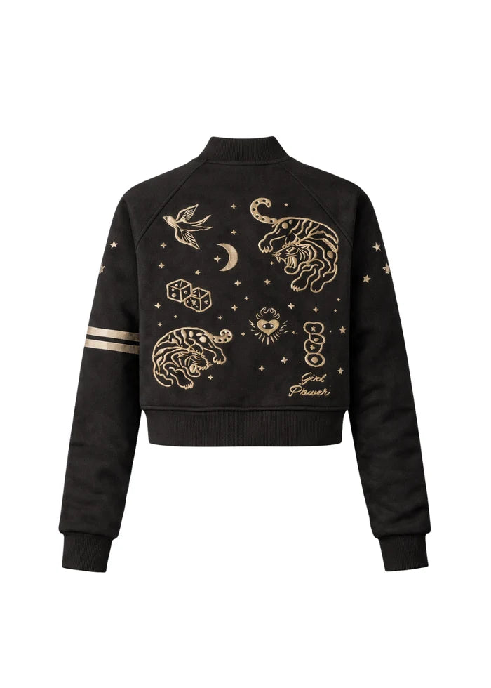 Wildust Sisters Ladies Oracle Black Varsity Jacket