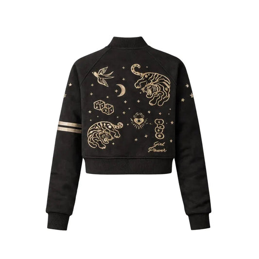Wildust Sisters Ladies Oracle Black Varsity Jacket