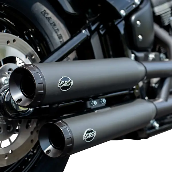 S&S Grand National Race Slip-On Mufflers BLACK SOFTAIL 2018-ON