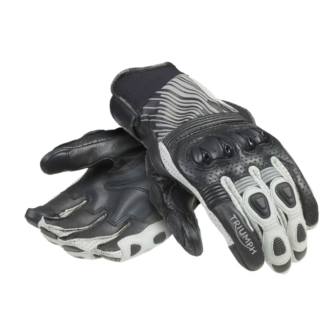 Triumph Bullet Black and Grey Leather Gloves