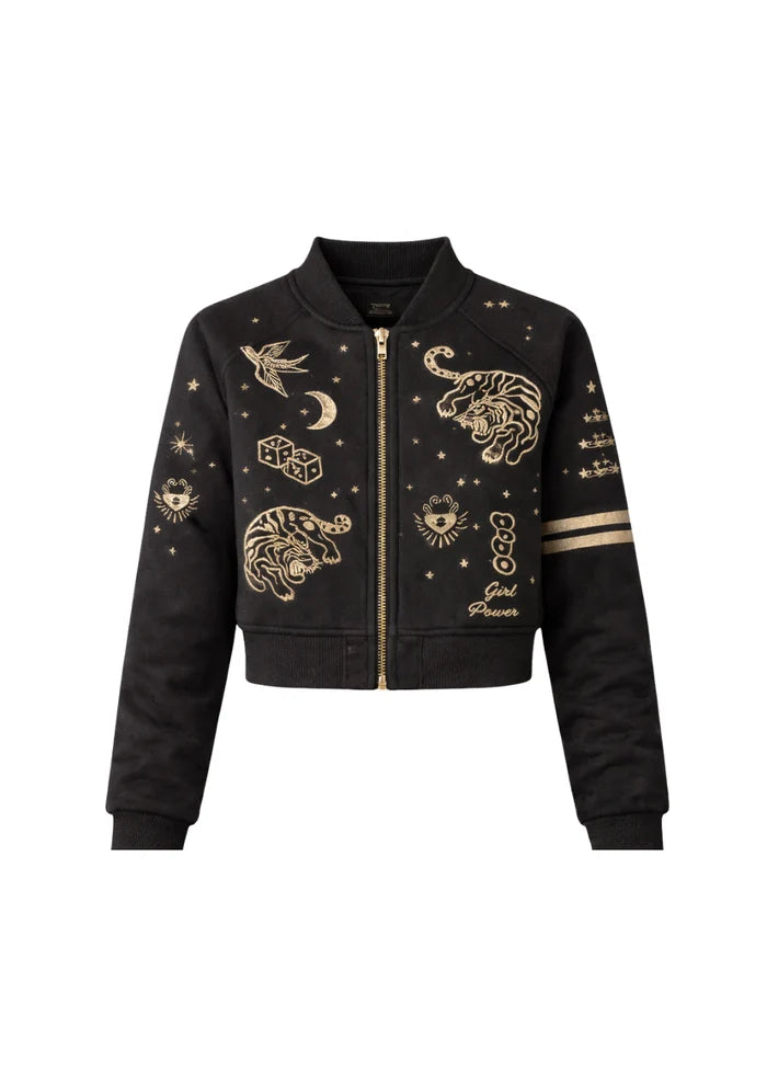 Wildust Sisters Ladies Oracle Black Varsity Jacket
