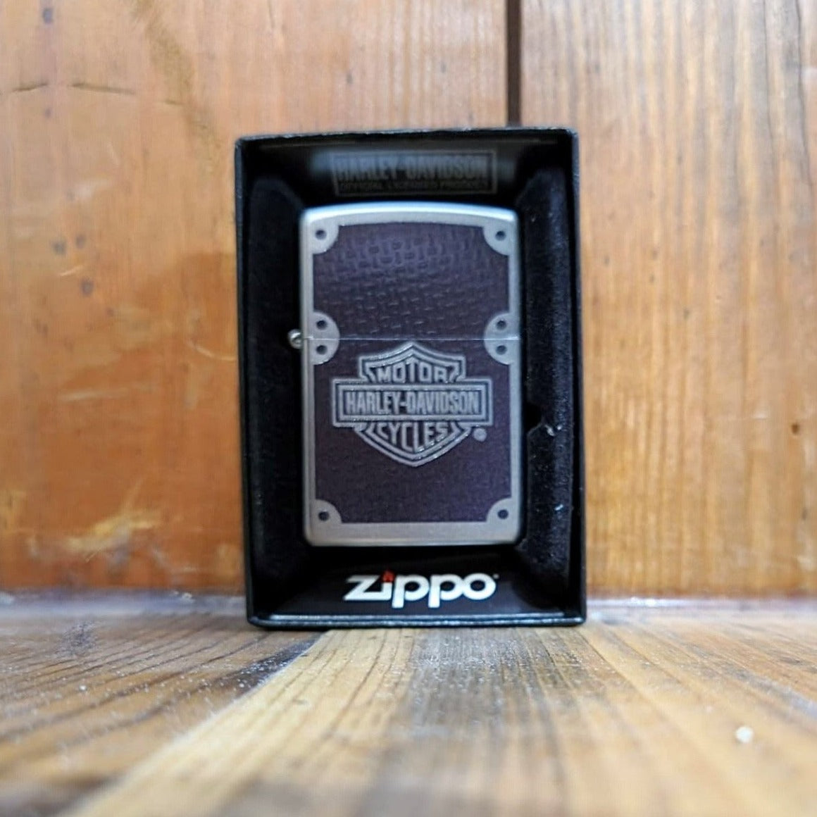 Harley-Davidson® Satin Chrome & Black Zippo Lighter With B&S Logo