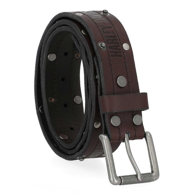 Harley-Davidson® Men's Double Edge Rivet Genuine Leather Belt, Black