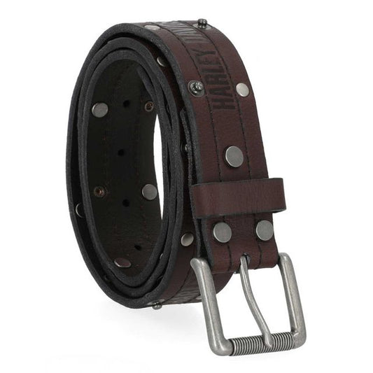 Harley-Davidson® Men's Double Edge Rivet Genuine Leather Belt, Black