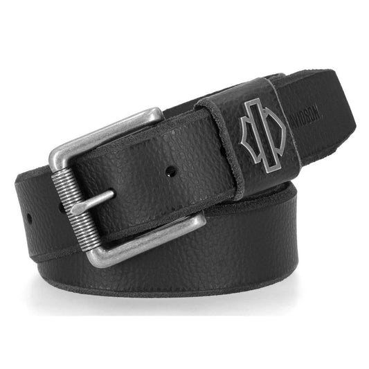 Harley-Davidson® Men's Die Cut Open Bar & Shield Genuine Leather Belt, Black