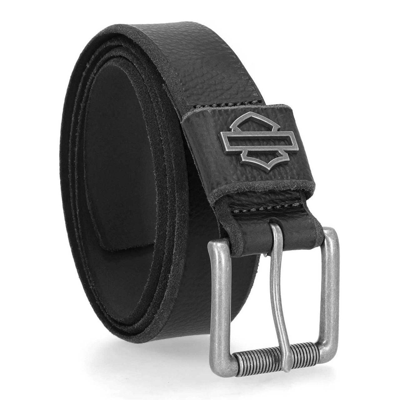 Harley-Davidson® Men's Die Cut Open Bar & Shield Genuine Leather Belt, Black