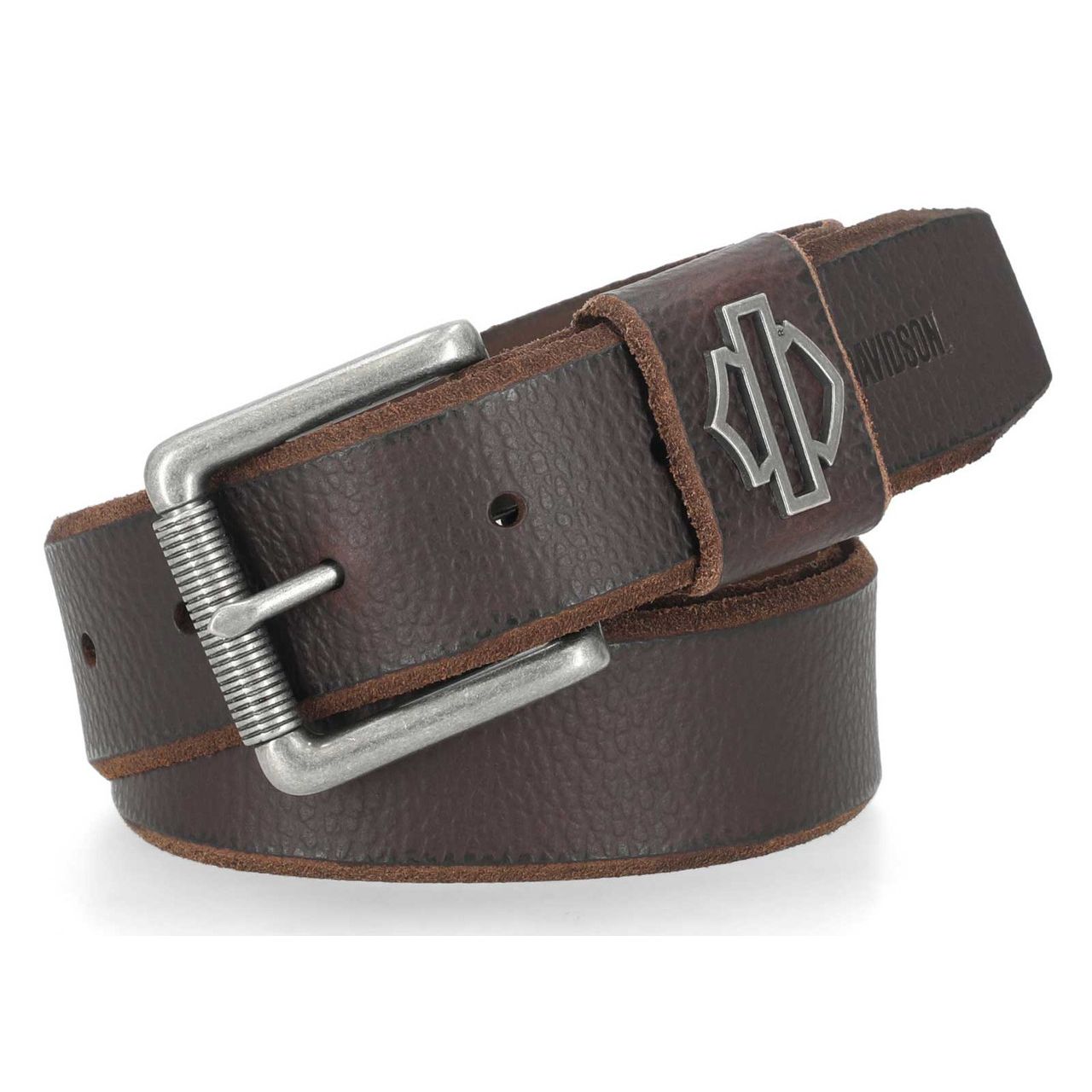 Harley-Davidson® Men's Die Cut Open Bar & Shield Genuine Leather Belt, Brown
