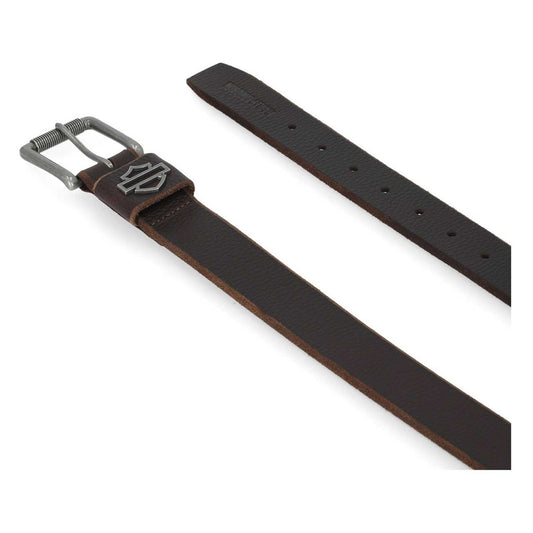 Harley-Davidson® Men's Die Cut Open Bar & Shield Genuine Leather Belt, Brown
