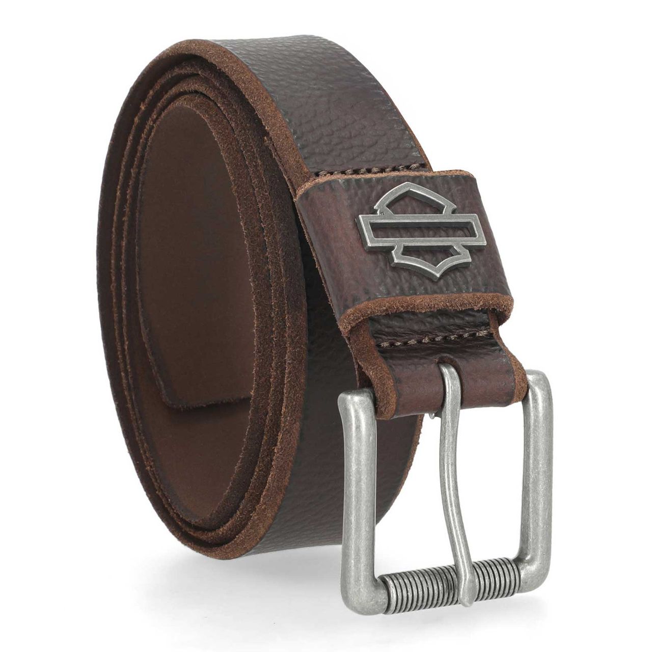 Harley-Davidson® Men's Die Cut Open Bar & Shield Genuine Leather Belt, Brown