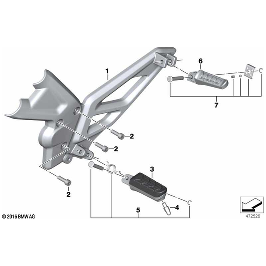 G310R 2020-2024 Titanium Grey Right Footpeg Plate - 46711542807