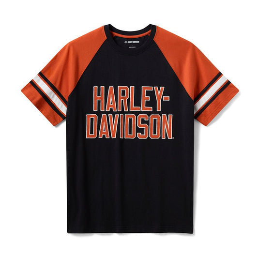 Harley Davidson® Men's H-D Essential Sleeve Stripe Raglan Tee Black & Orange