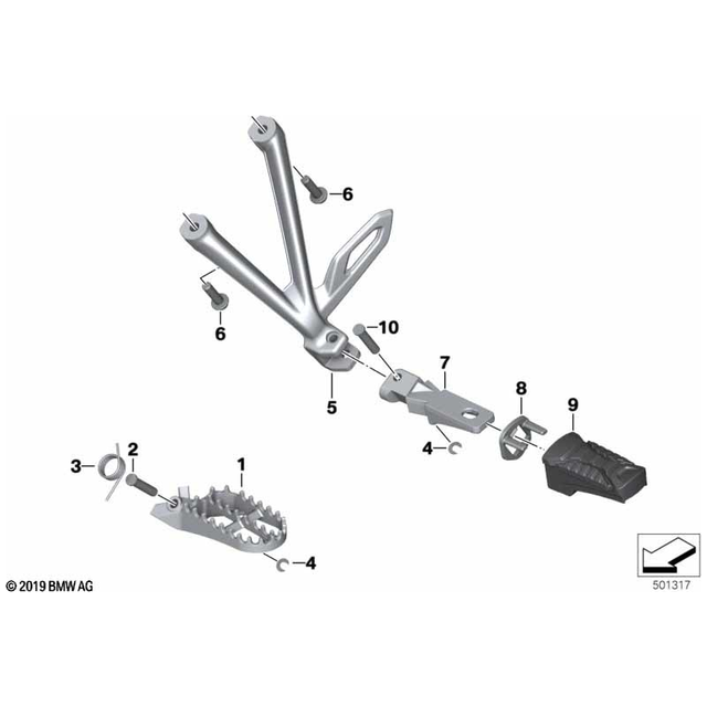 R1200GS/GSA, R1250GS/GSA 2013-2024 Right Rear Footrest Holder - 46718526742