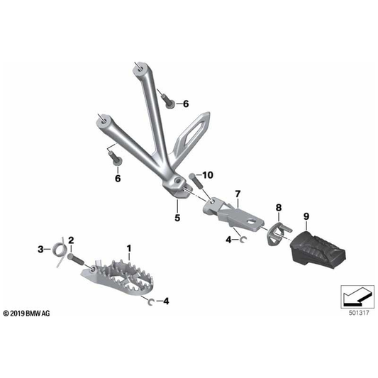 R1200GS/GSA, R1250GS/GSA 2013-2024 Right Rear Footrest Holder - 46718526742