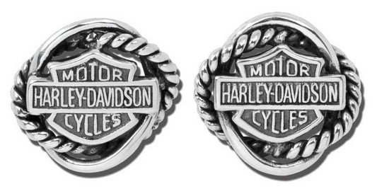 Harley-Davidson® Women's Woven Circle Bar & Shield Post Earrings