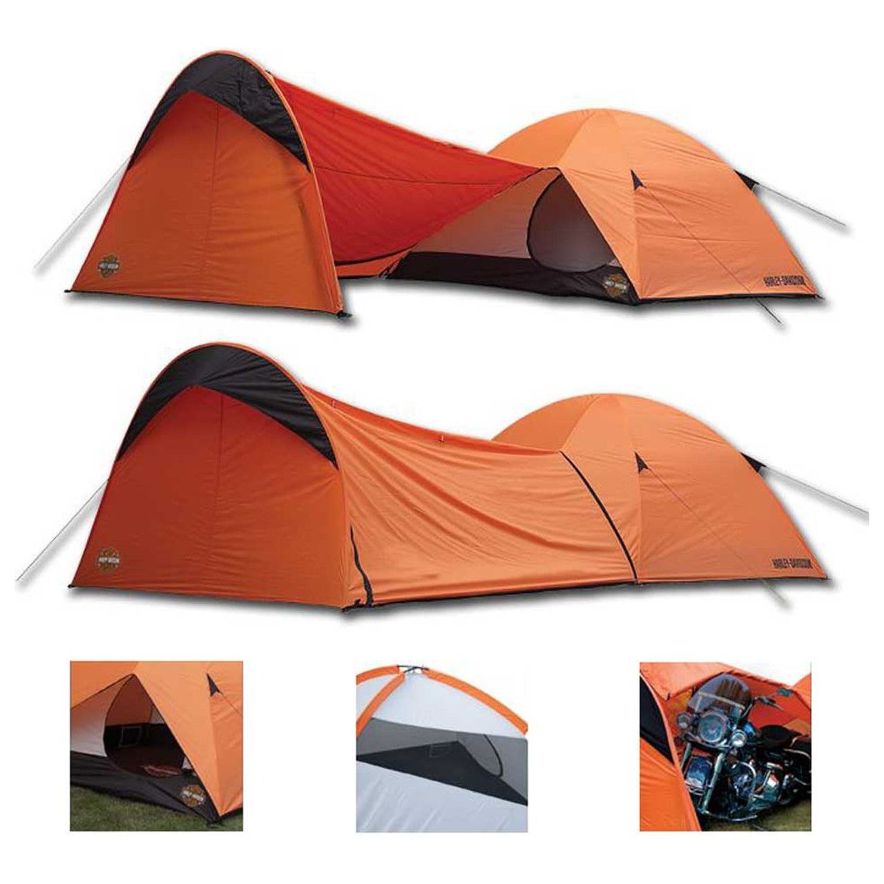 Harley-Davidson® Dome Tent w/ Vestibule Motorcycle Storage - Orange