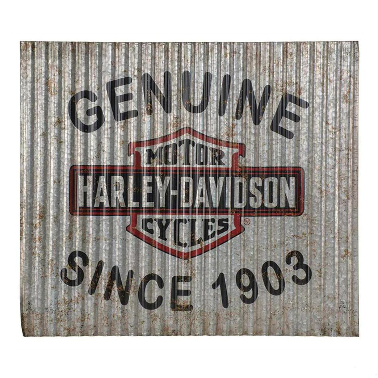 Harley-Davidson® Genuine Since 1903 Bar and ; Shield Corrugated Metal Sign - Silver