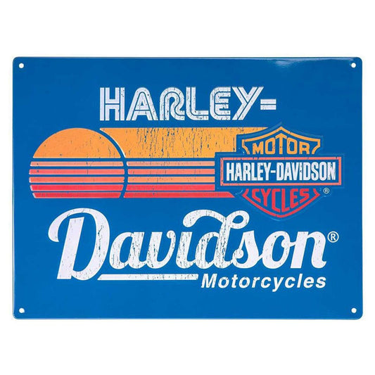 Harley-Davidson® Embossed Tin Sign, Bar & Shield Sunset Logo, 15.75 x 12 inches